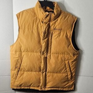 Men's VINTAGE Timberland Down Filled Puffer Vest - Camel - Medium - Like New